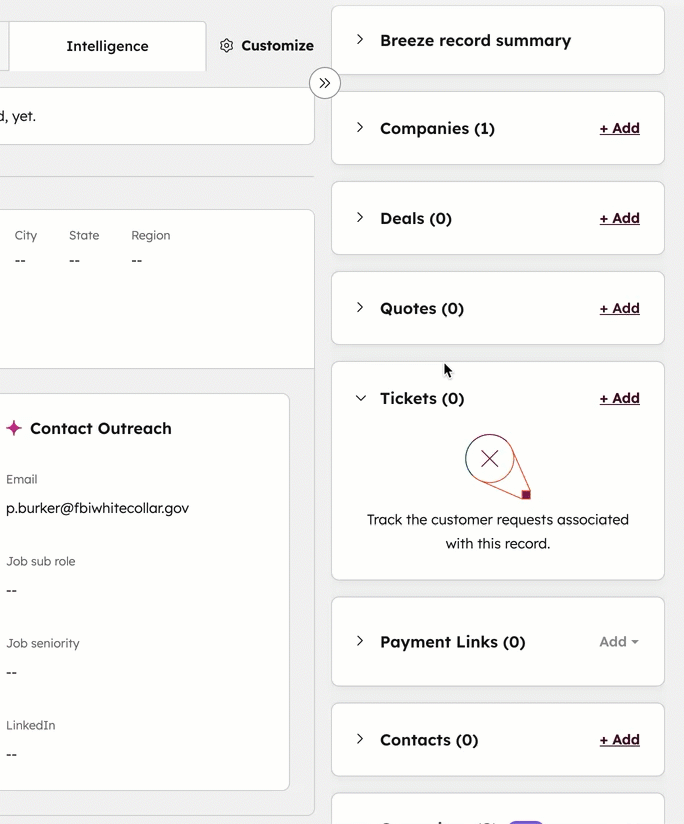Create associations record page